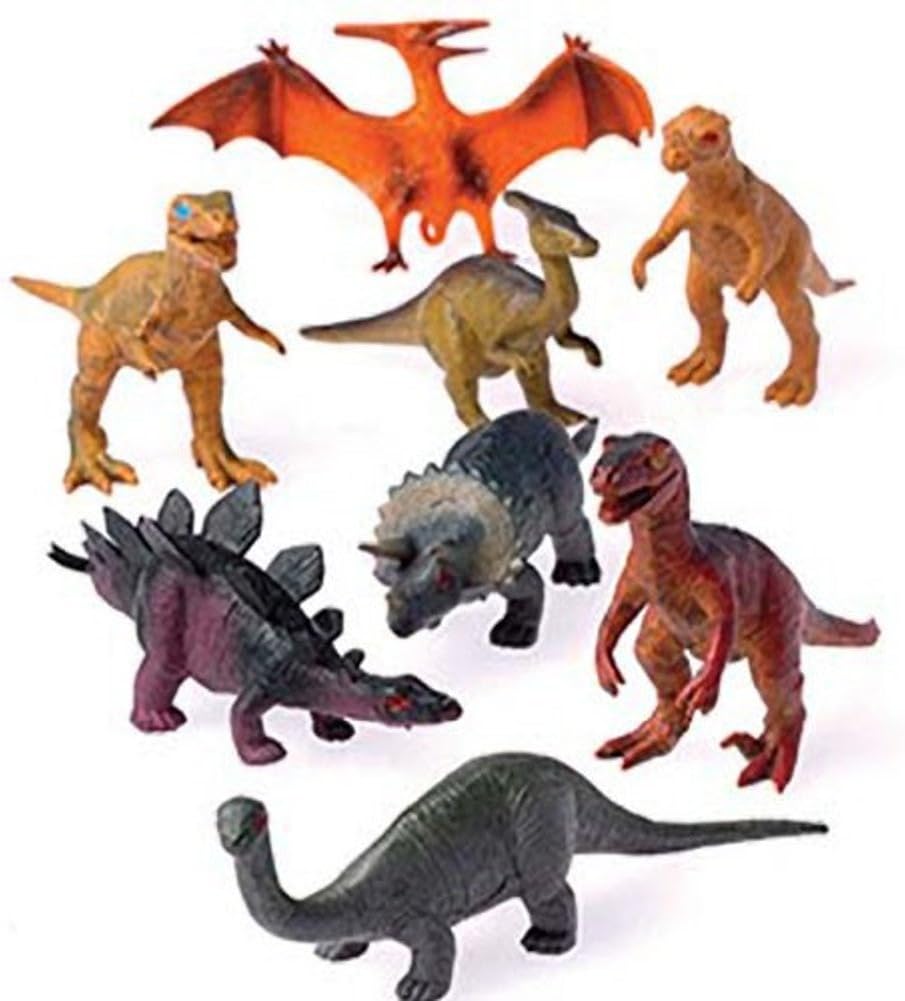 12 - Assorted Medium Sized Plastic Toy Dinosaurs Play set figures.