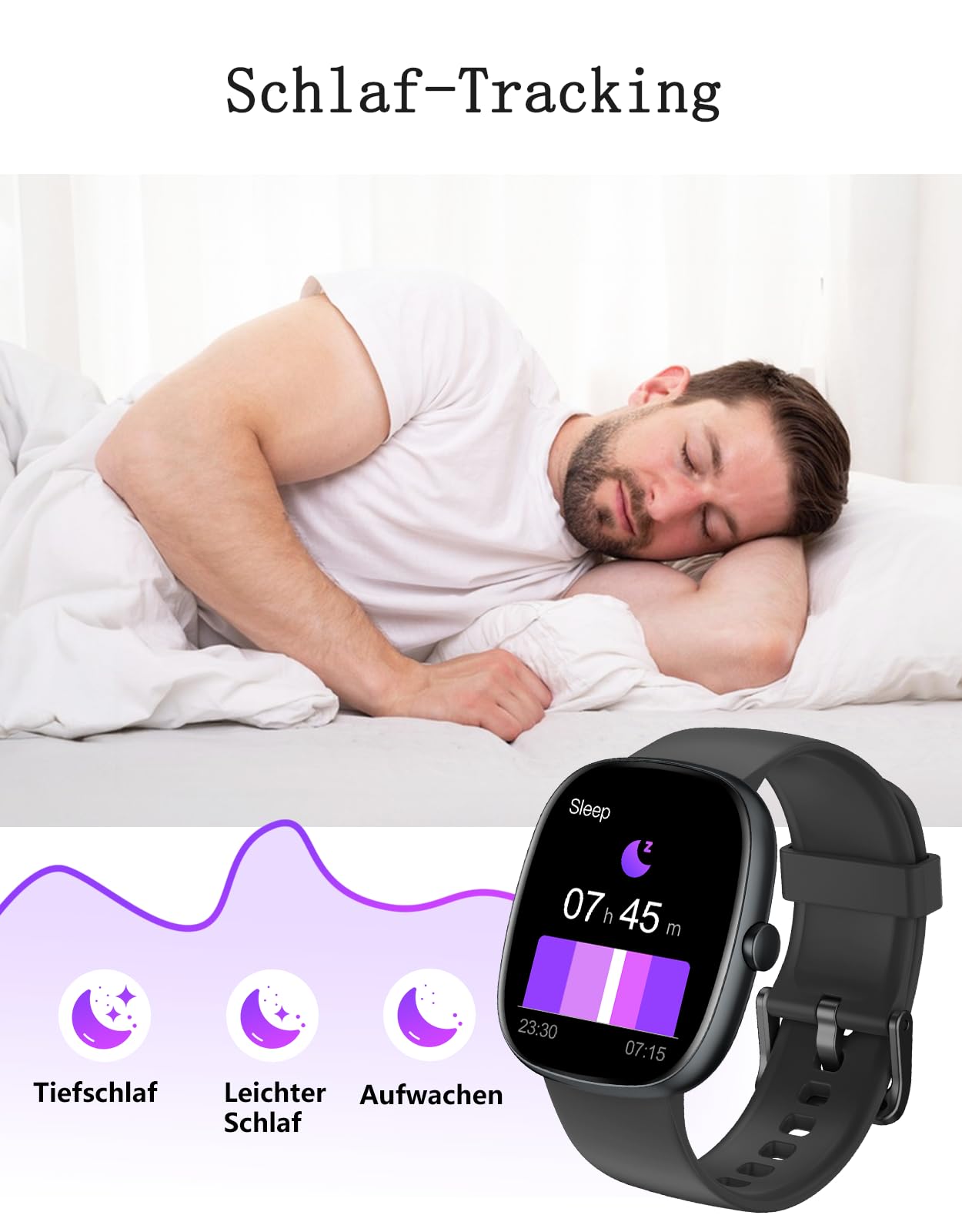 Smartwatch Damen Herren mit Telefonfunktion,1.85" HD Screen Fitnessuhr | SpO2/Herzfrequenz/Schlafmonitor/Schrittzähler 100+Sportmodi,IP68 Wasserdicht,Whatsapp Benachrichtigung für Android iOS Handy