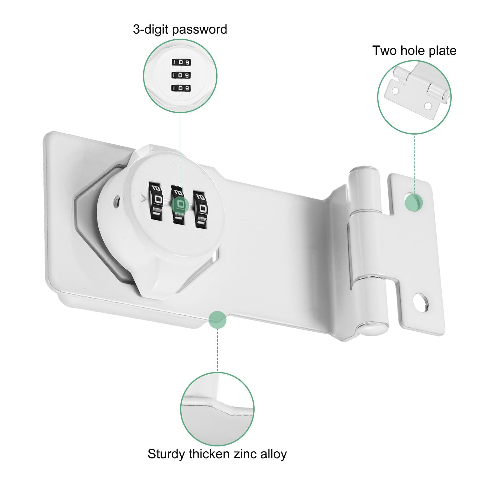 M METERXITY Keyless Combination Lock, 3.5" Zinc Alloy Mechanical Password Twist Knob Hasp Locks Latch - Image 2