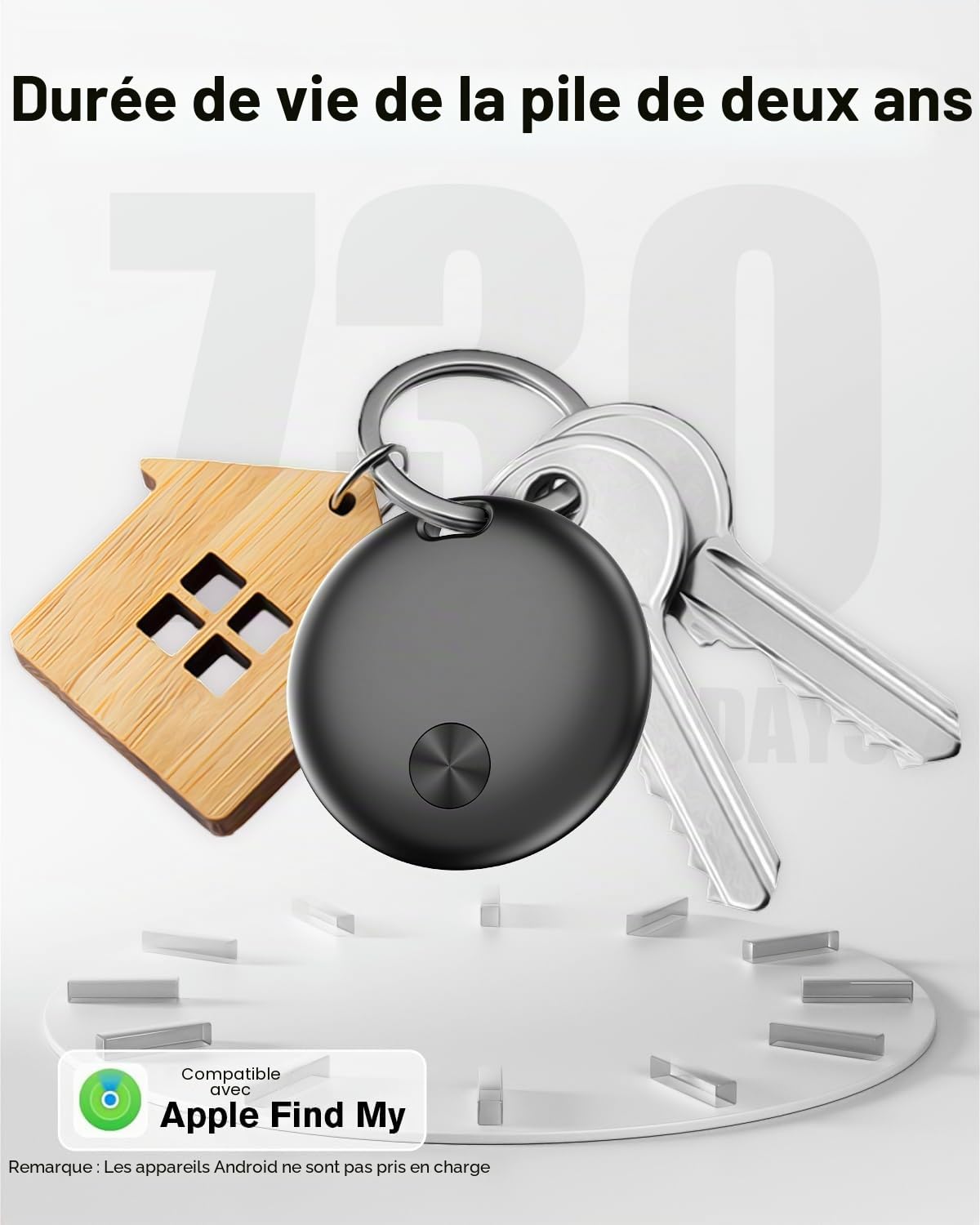 Smart Air Traceur Tag, Compatible avec Apple Find My (iOS Uniquement), étanche IP67, Batterie Remplaçable, Localisateur de Clés/Portefeuilles/Valises/Sac à Dos - Lot de 4
