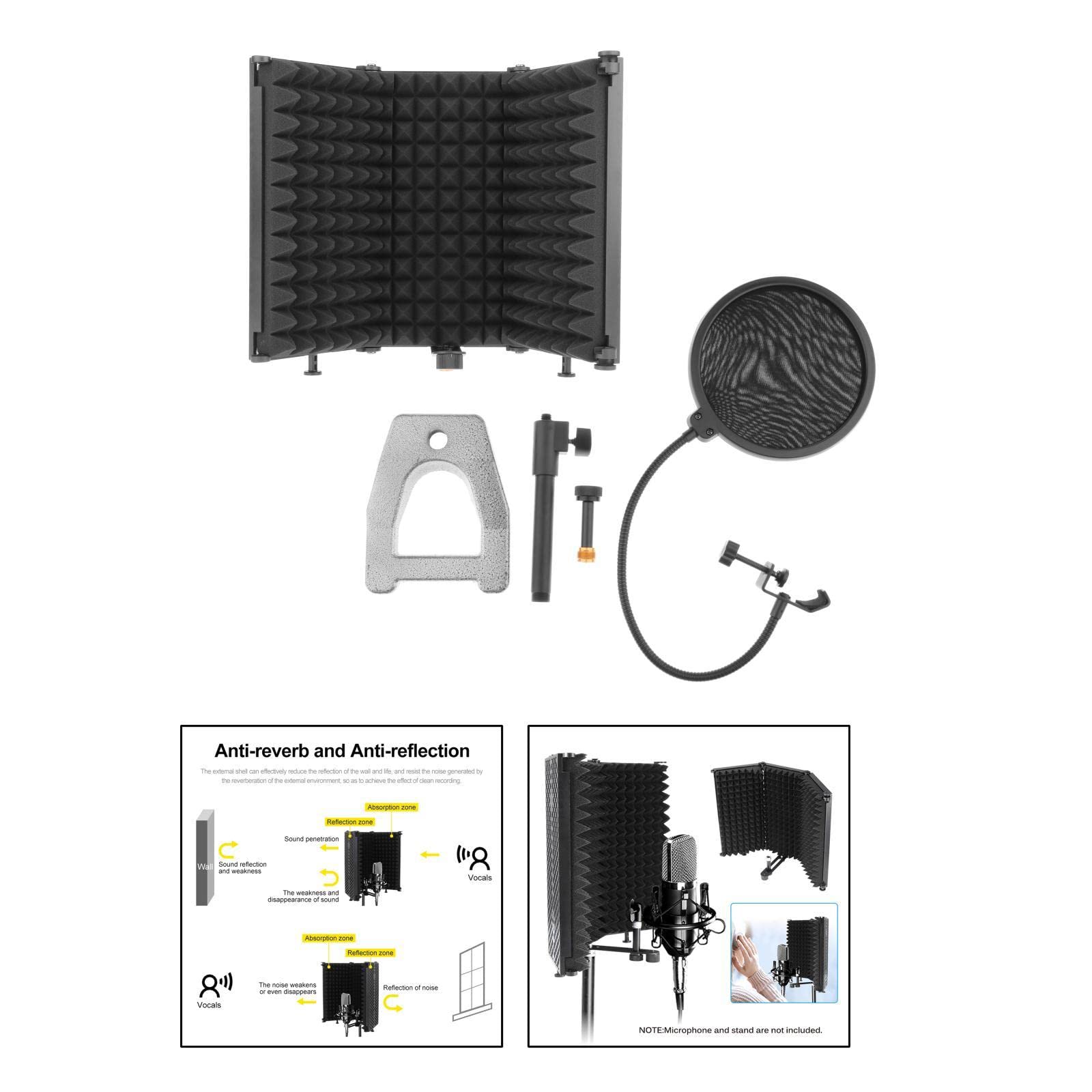 barenx Filtro de aislamiento de micrófono de grabación de estudio, filtro de espuma absorbente de alta densidad, para cualquier equipo de grabación de micrófono condensador - F