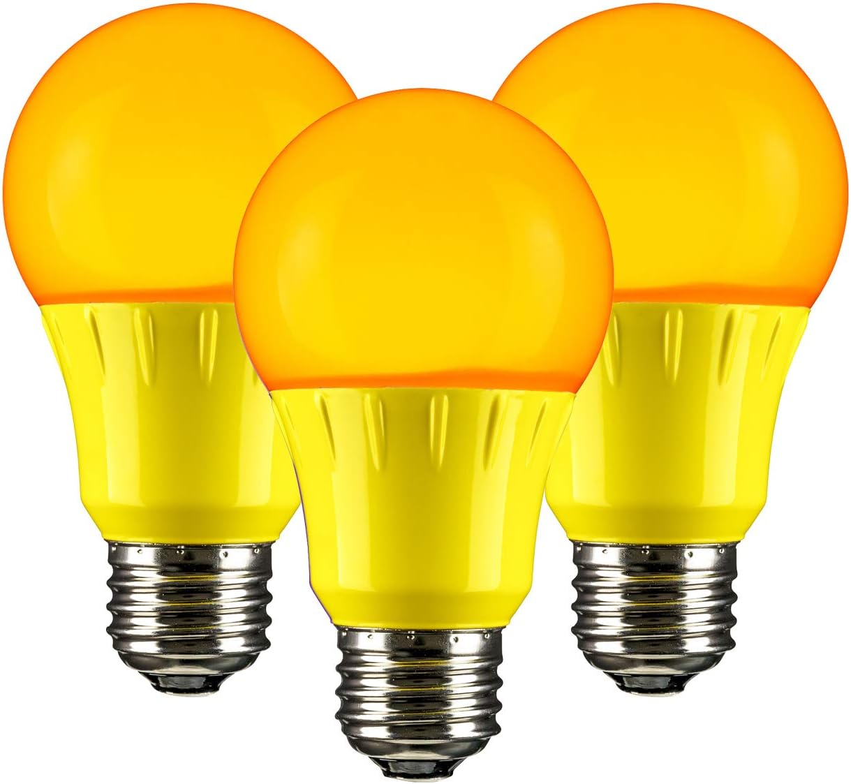 Sunlite 40455 LED A19 Colored Light Bulb, 3 Watts (25w Equivalent), E26 Medium Base, Non-Dimmable, UL Listed, Party Decoration, Holiday Lighting, 3 Count, Amber