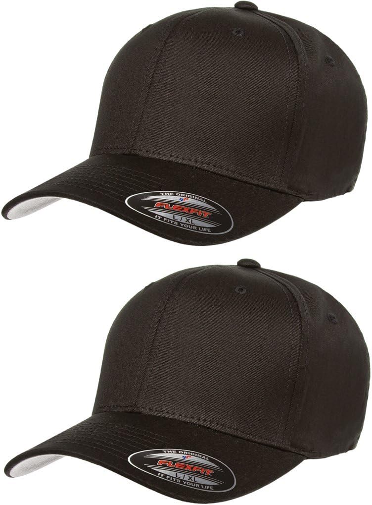 Flexfit 2-Pack Premium Original Cotton Twill Fitted Hat Black at Amazon ...