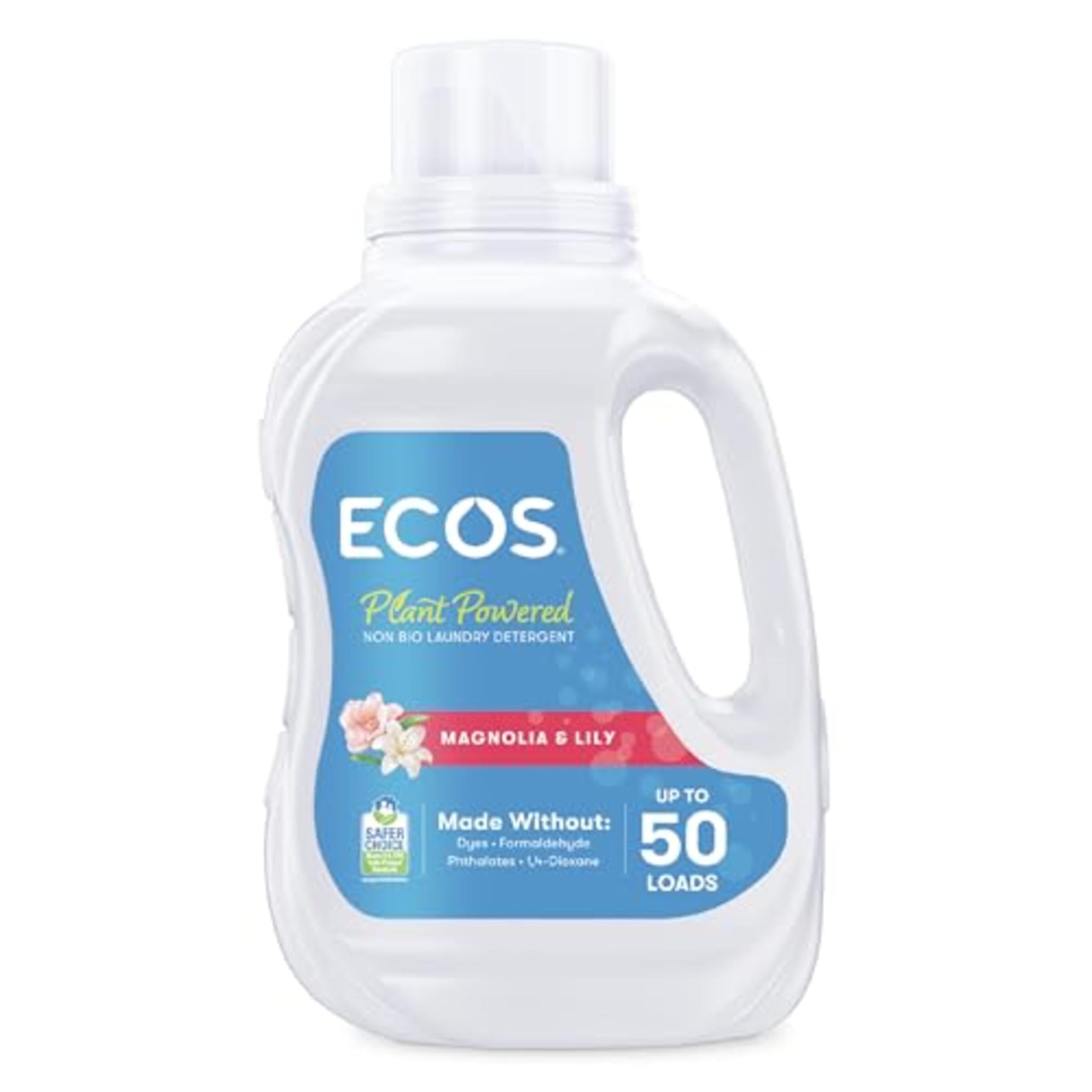 ECOS Laundry Detergent - Biodegradable Plant Based Coconut Derived Laundry Liquid, Vegan and Suitable for Sensitive Skin, Results at All Temperatures, 50 Loads, Magnolia 1.5L