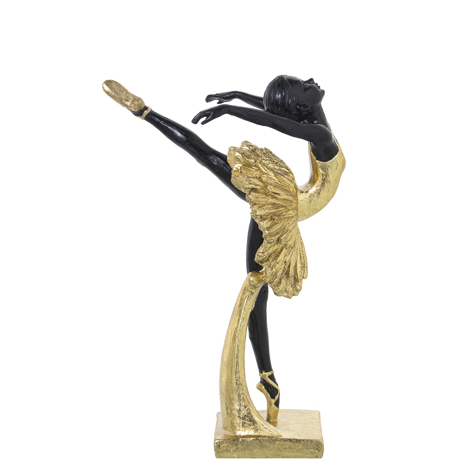 Sculpture ballerine dorée haut de gamme en résine noire de 25 cm
