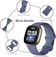 Vista 2 de Dirrelo Paquete de 4 bandas compatibles con Fitbit Sense y Fitbit Versa 3 para mujeres y hombres, correa deportiva suave de poliuretano