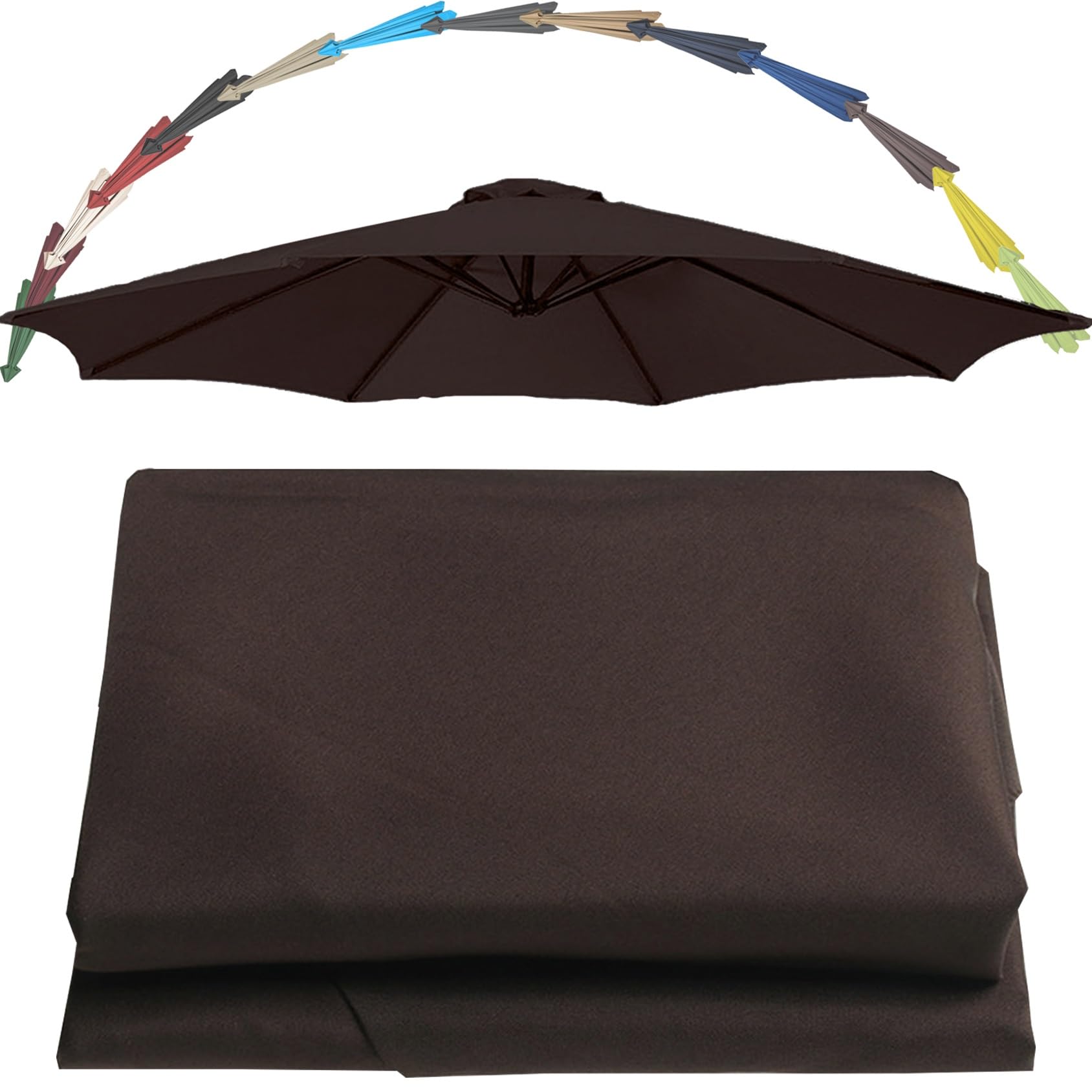 Replacement Parasol Canopy UV 30+ Protection For Garden Umbrella Umbrella Replacement Cloth Cantilever Parasol Replacement Top Fabric Cover 6/8 Ribs Patio Replacement Parasol Cover(Color:Coffee,Size:9