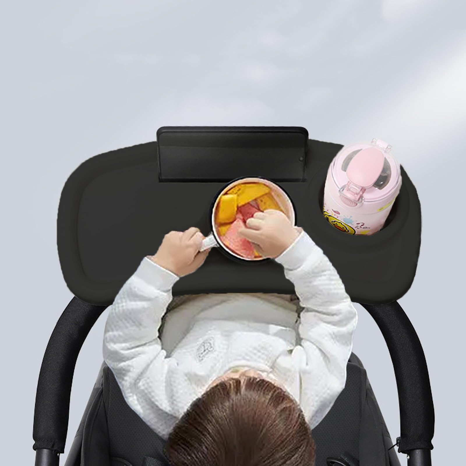 Vassoio Universale per Passeggino, Vassoio per Passeggino Universale, Vassoio Snack per Passeggino, Vassoio per Snack per Passeggino, Adatto per la Maggior Parte dei Passeggini (Nero)