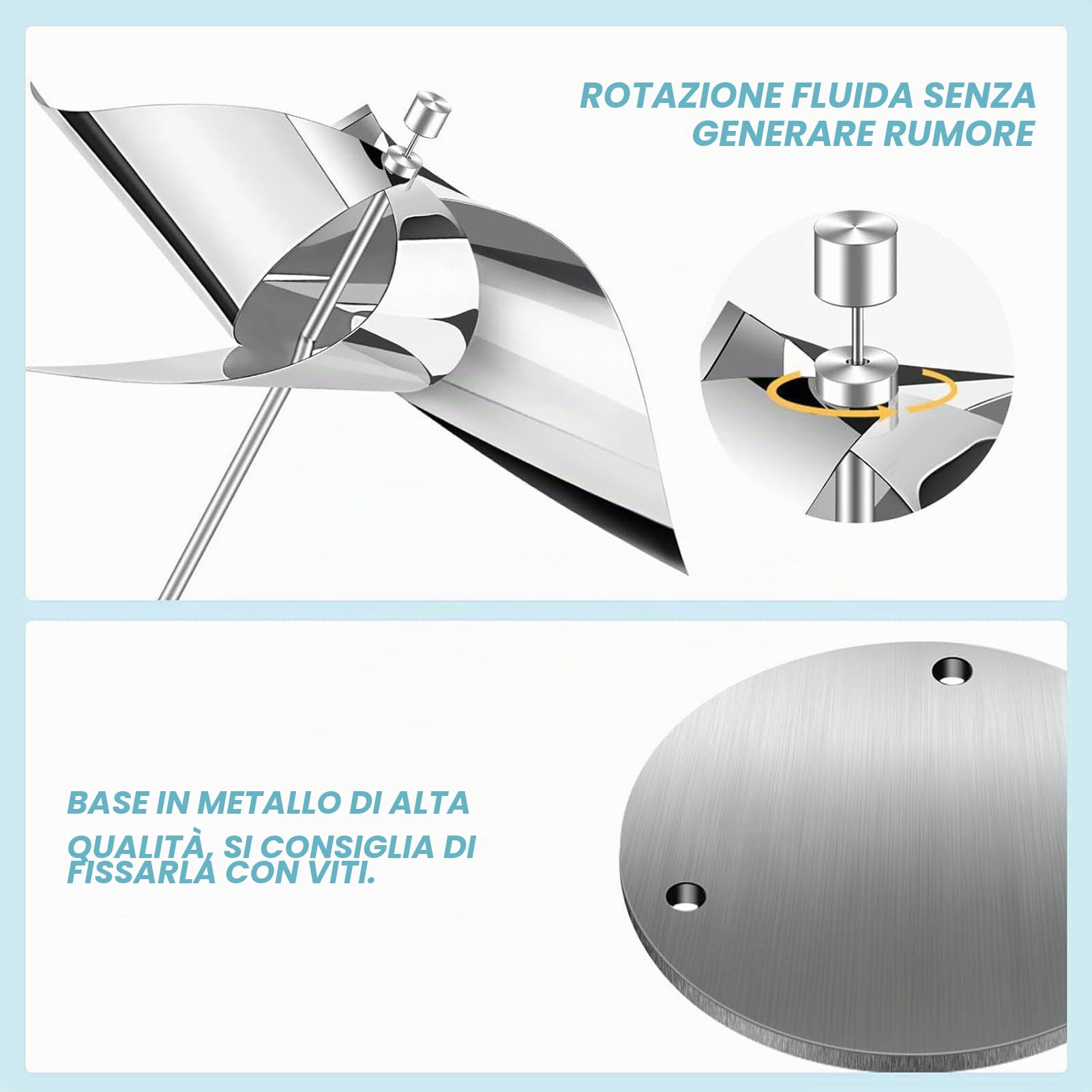 Dispositivo anti-spavento riflettente alimentato dal wind Deterrente multifunzionale per uccelli rotanti in acciaio inossidabile per cortili di giardini all'aperto