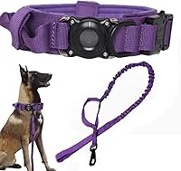 Vista 17 de Xqpetlihai Juego de collar y correa táctica para perro, collar ajustable de nailon militar para perro con mango de control y hebilla de metal