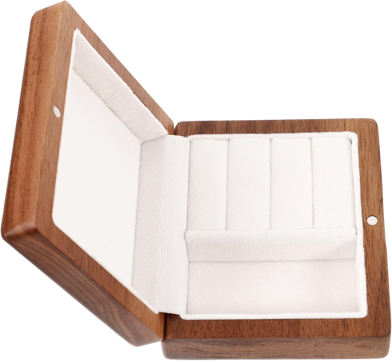 Milisten Compact Walnut Wooden Jewelry Box for Necklaces and Rings, Portable Travel Jewelry Organizer with Earring Compartments, Compact Necklace Storage Case for Women