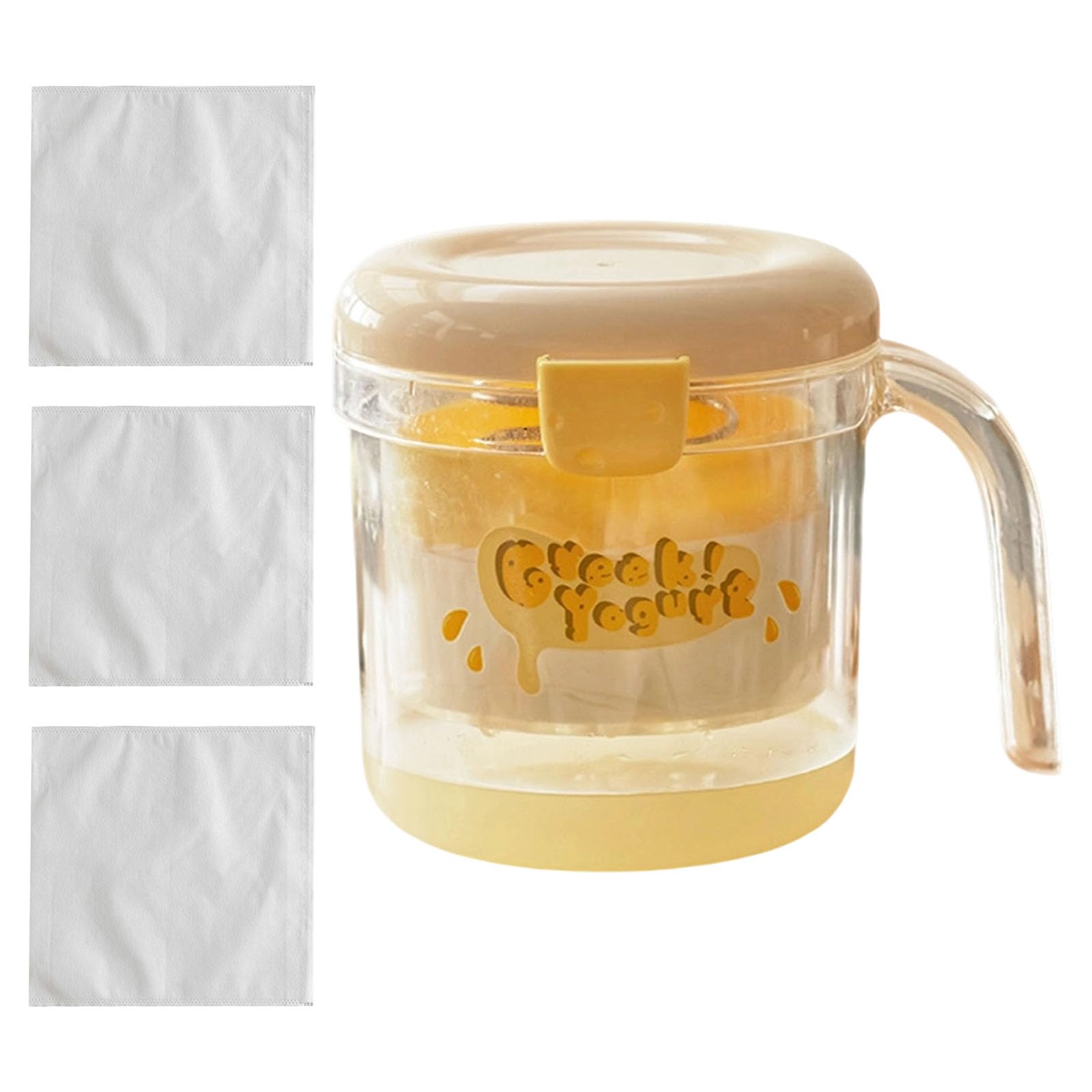 Tfaoys Creamy Yellow Yogurt Filter Stainer Homemade Thick Creamy Yogurt Strainer With Fine Meshing Kitchen Gadget Homemade Curd Maker Tool Cold Brew Compression Filter Detachable Strainer With Bags
