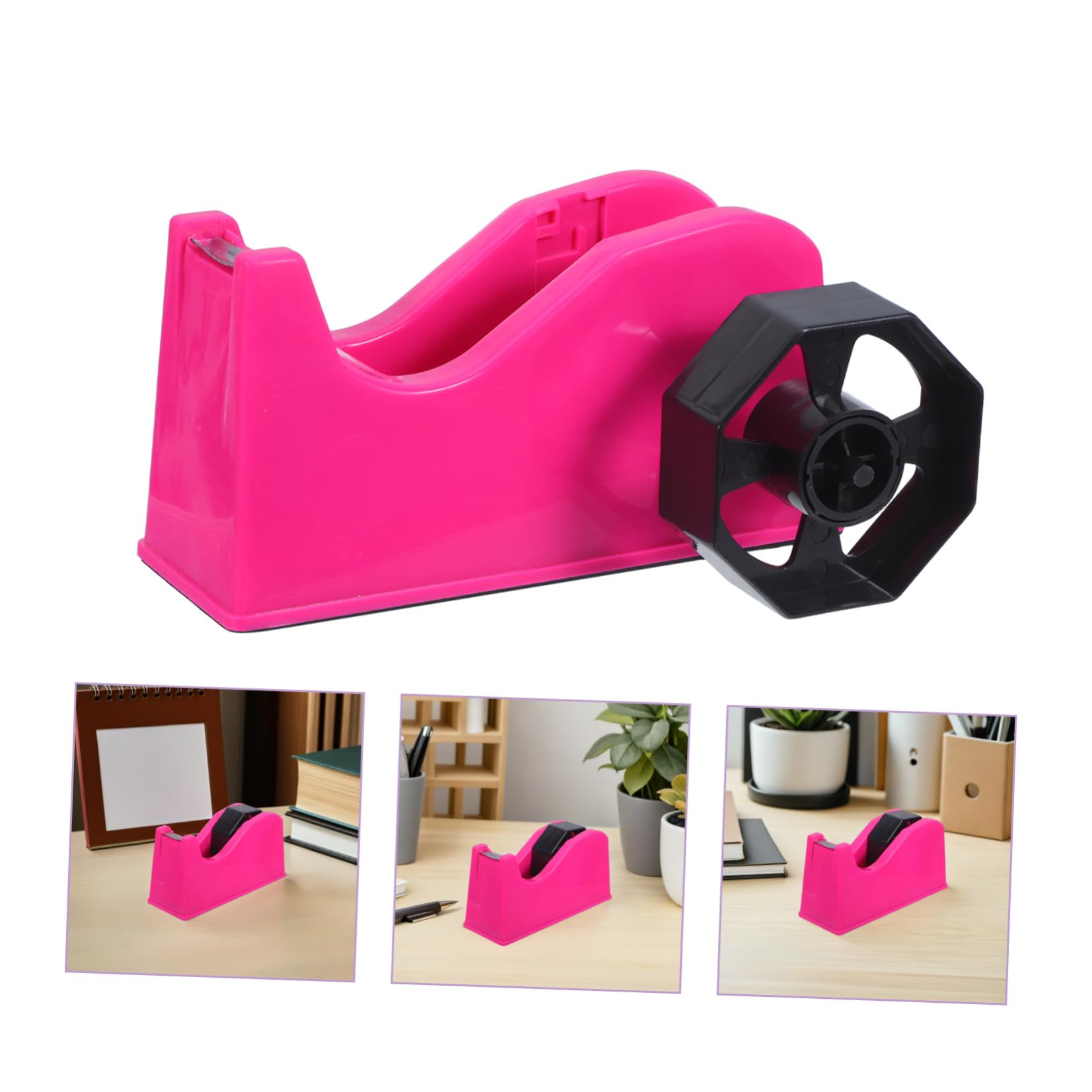 ABOOFAN 2 Pezzi Dispenser e Stabile da Tavolo Doppio per Nastro Adesivo con e Base Antiscivolo con Nucleo 1"/3" per Ufficio e Scuola