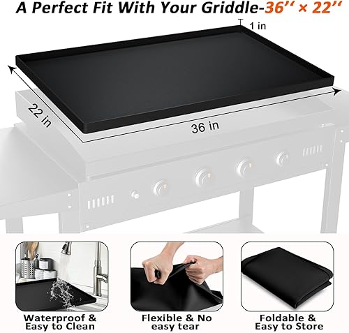 Miniatura 2 de Funda protectora de silicona para parrilla Blackstone de 36 pulgadas, accesorios de parrilla de silicona resistente, cubierta superior plana para