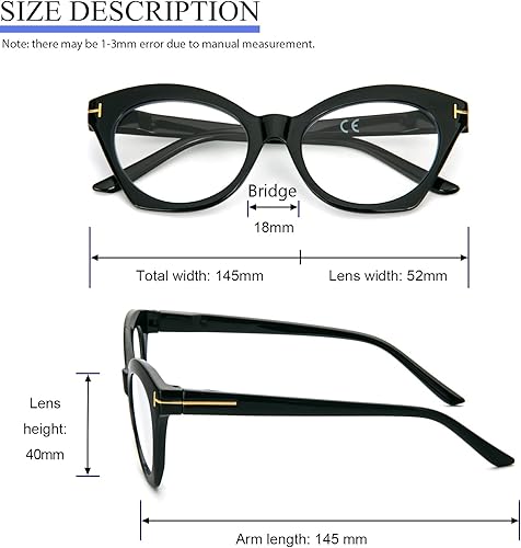 Miniatura 4 de DXYXYO Paquete de 3 lentes de lectura de ojo de gato, bloqueo de luz azul de 1.5 con bisagra de resorte, lector de computadora de gran tamaño para