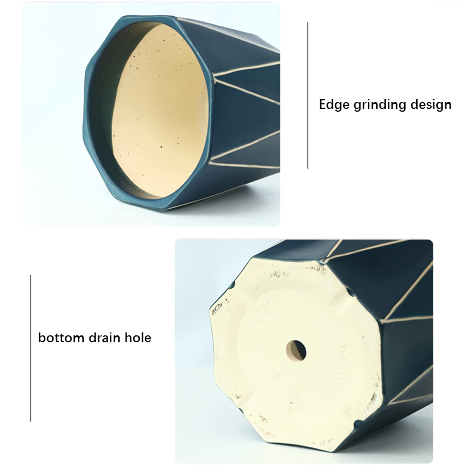 Vasi da Giardino Fioriere in Ceramica, vasi da Giardinaggio Geometrici da 5/6/8 Pollici, Vaso da Fiori Moderno per Piante grasse per la casa con Foro di drenaggio