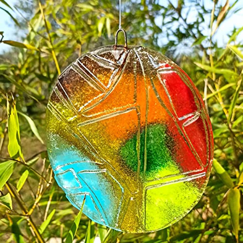Deverreetdecouleurs - Attrape-soleil muticolore en verre de réalisation artisanale française (Rouge)
