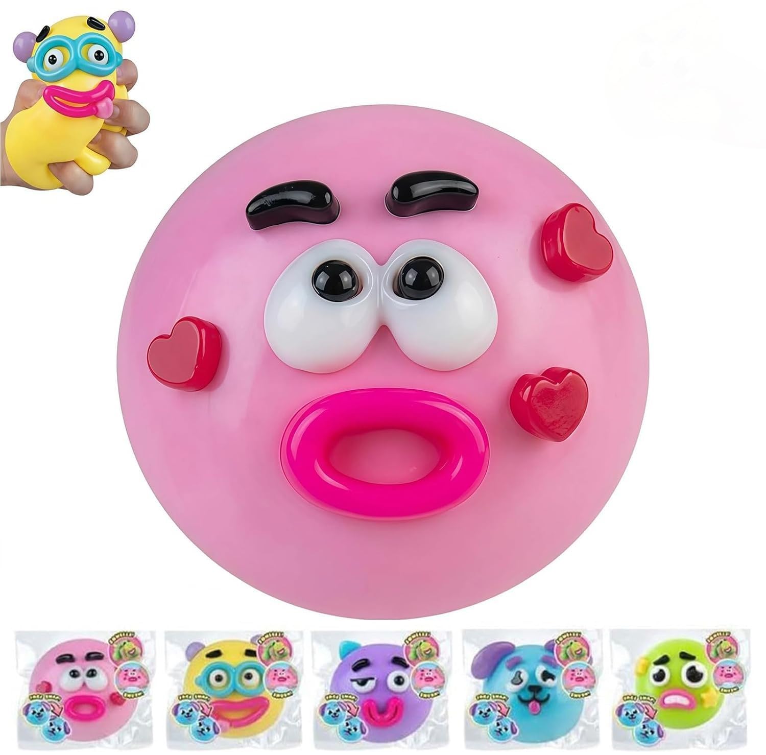 𝑺𝒎𝒖𝒔𝒉𝒆𝒓𝒔 Squishy Fidget Stress Toy with Interchangeable Squishy Dog Faces, Funny 𝑺𝒎𝒖𝒔𝒉𝒆𝒓𝒔 Dog Face SwapSquishy Stress Relief Sensory Squeeze Toy (Red)