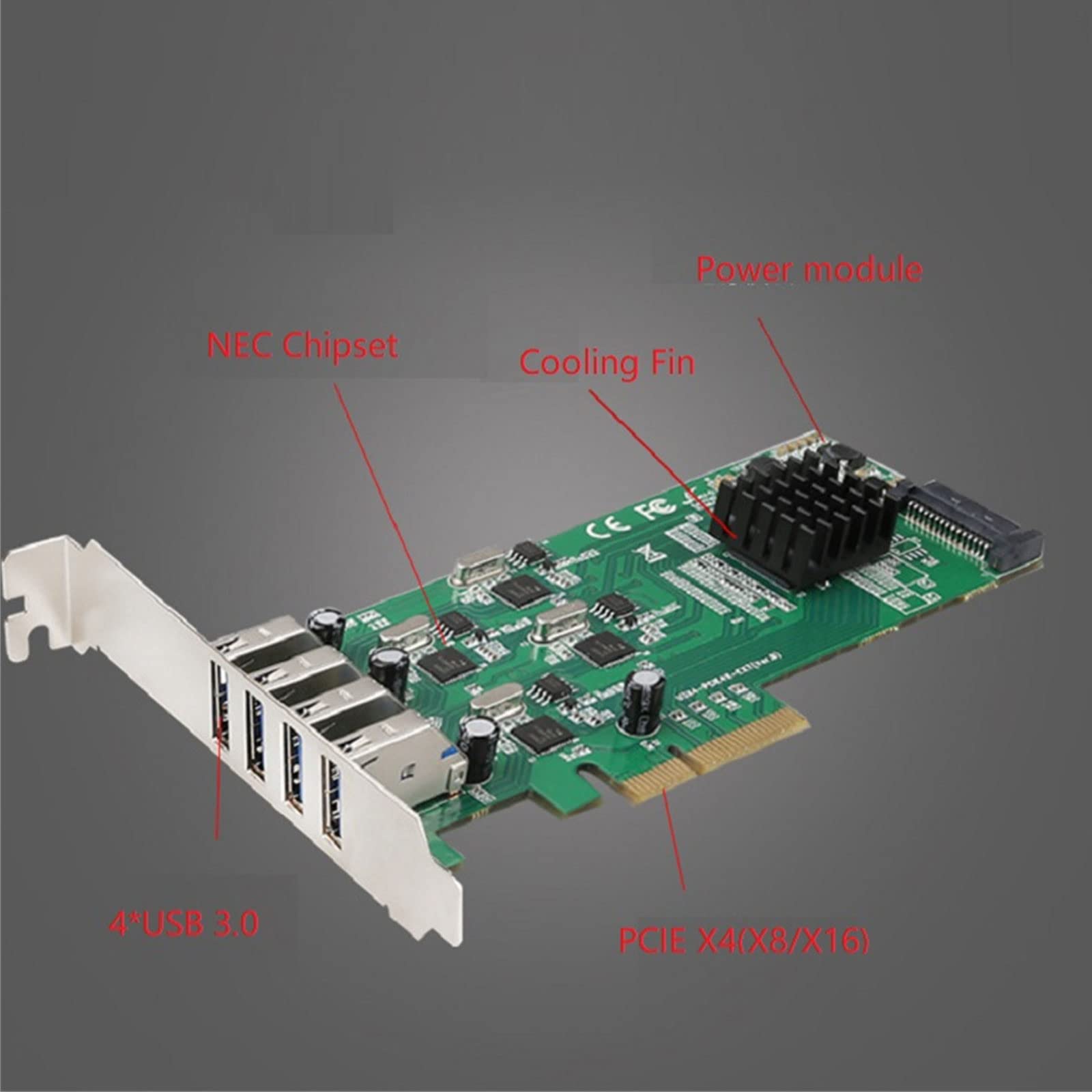Carte d'extension PCIE 20 Gbit/s 4 ports USB vers PCI-Express Controller Adaptateur convertisseur avec port 15 broches