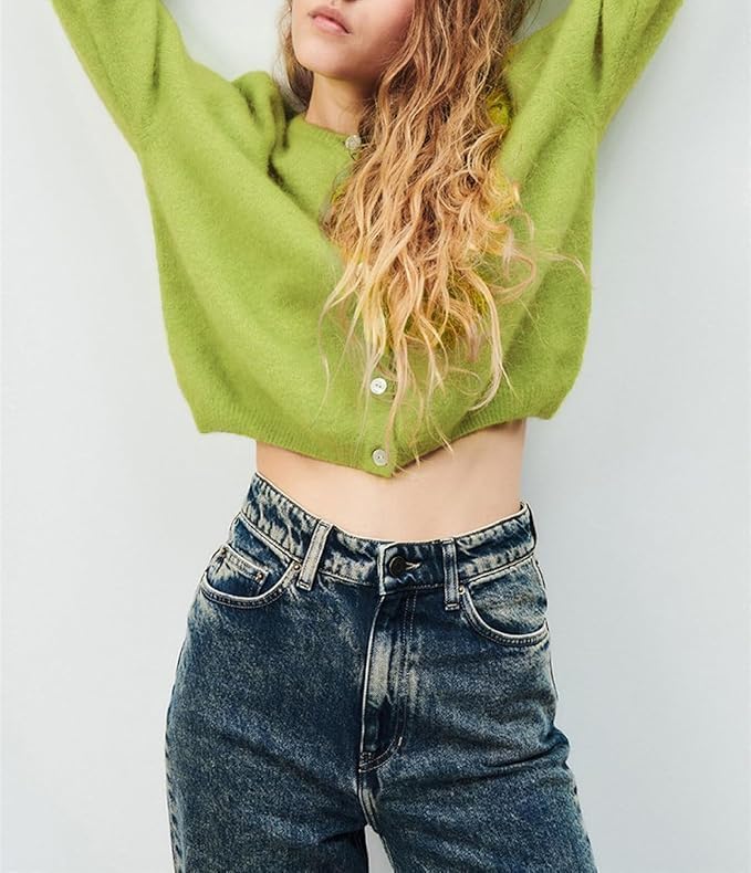 Cardigan Sweaters for Women Casual Button Down Long Sleeve Crewneck Sweaters Going Out Lightweight Knit Pullover Tops - Image 4