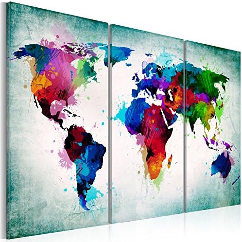 murando Canvas Wall Art 135x90 cm / 54"x36" 3 pcs. Non-woven Canvas Prints Image Framed Artwork Painting Picture Photo Home Decoration - Continent World map k-A-0178-b-e