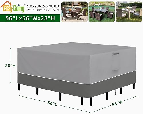 Miniatura 2 de Easy-Going Juego de funda cuadrada para muebles de patio, 56 x 56 pulgadas, funda para mesa y silla, impermeable, resistente a los rayos UV, juego