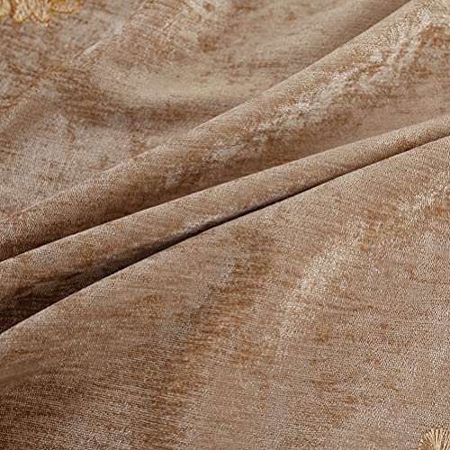 ELKCA Coffee Chenille Curtain with Embroidered Pattern for Living Room European Curtains Set for Bedroom,Grommet Top (52" W x 84" L,Pack of 2) by ELKCA - Image 3
