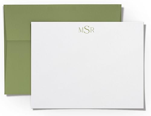 Vista 3 de 3 LETTER MONOGRAM Personalized Stationary Note Cards and Envelopes for Women Flat Note Cards Choose Your Envelope and Ink