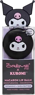 The Crème Shop x Kuromi Macaron Lip Balm (Raspberry Cream Puff) | Korean Lip Butter Balm Formulated with Shea Butter & Vitamin E - For Moisturized, Smooth Lips