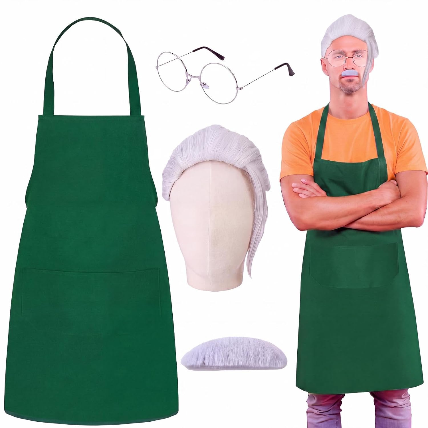 4 Pcs Halloween Assassin Costume Accessories Adults Green Apron
