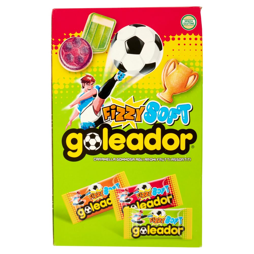 Goleador Fizzy Soft, Caramelle Gommose, Sour, Gusti Assortiti, Confezione da 180 Monopezzi con 3 forme diverse, da Condividere con Amici o con Chi Vuoi
