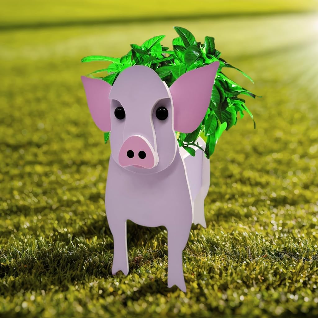 Cute Animal Planter Pot, Flower Pot for Indoor/Outdoor,Small Cute PVC Animal Face Shape Plant Container Best for Home Office Garden Decor (Milk Cow)