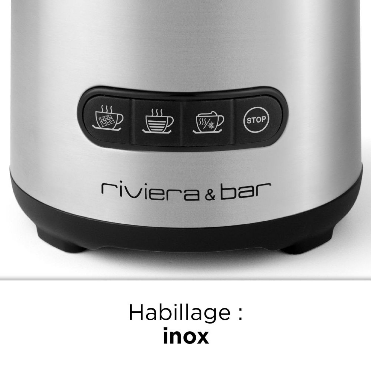 riviera&bar Chocolatière et Emulsionneur Induction 600ml - 650W, 4 Fonctions Préréglées, Pot Pivotant 360° - Compatible Lave-Vaisselle - Sécurité Arrêt Automatique - Inox Noir