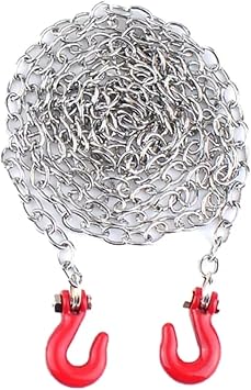 1/10 RC Crawler Car Mini Simulation Metal Trailer Chain with Tow Hook Accessories for 110 Scale Rock Crawler Truck Car Traxxas TRX4 SCX10 RXB10 Redat Axial RC4WD Tamiya TF2 Gen8 Red