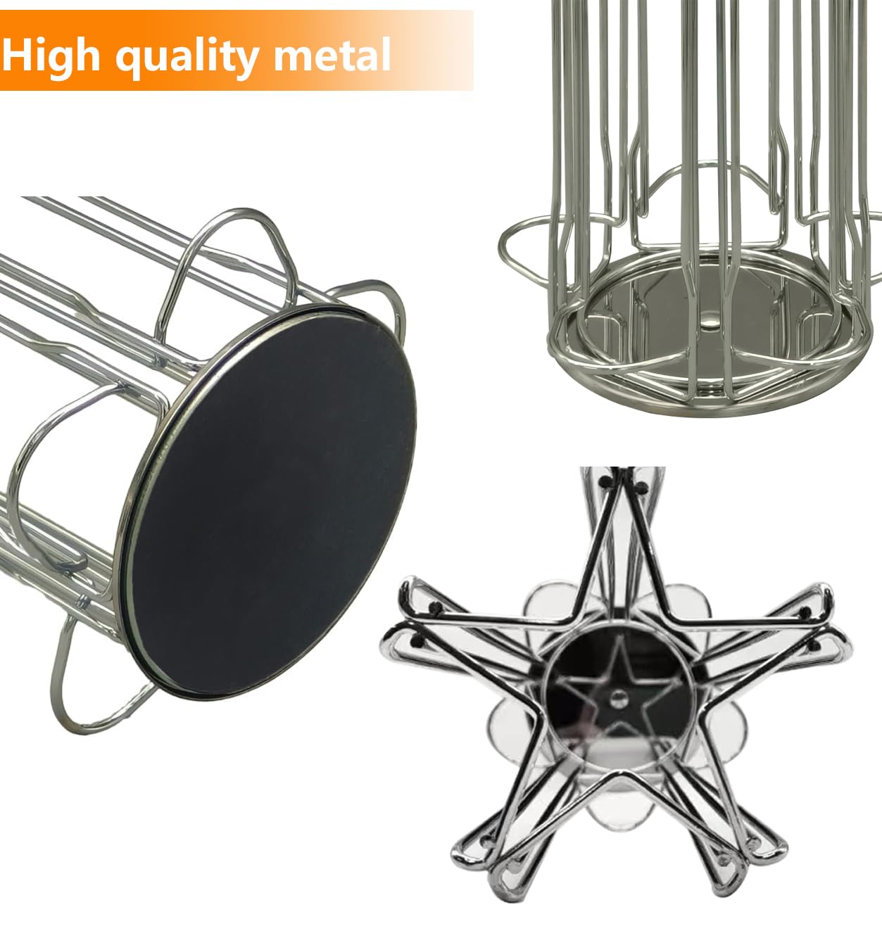 Meelio Coffee Pod Holder for Nespresso Vertuo, 360 Degrees Revolving Carousel, Holds 28 Nespresso Vertuo Pods, Space-Saving Countertop Organizer, Smooth Spin & Secure Slots, Black: Silver 35 Vertuo Pod