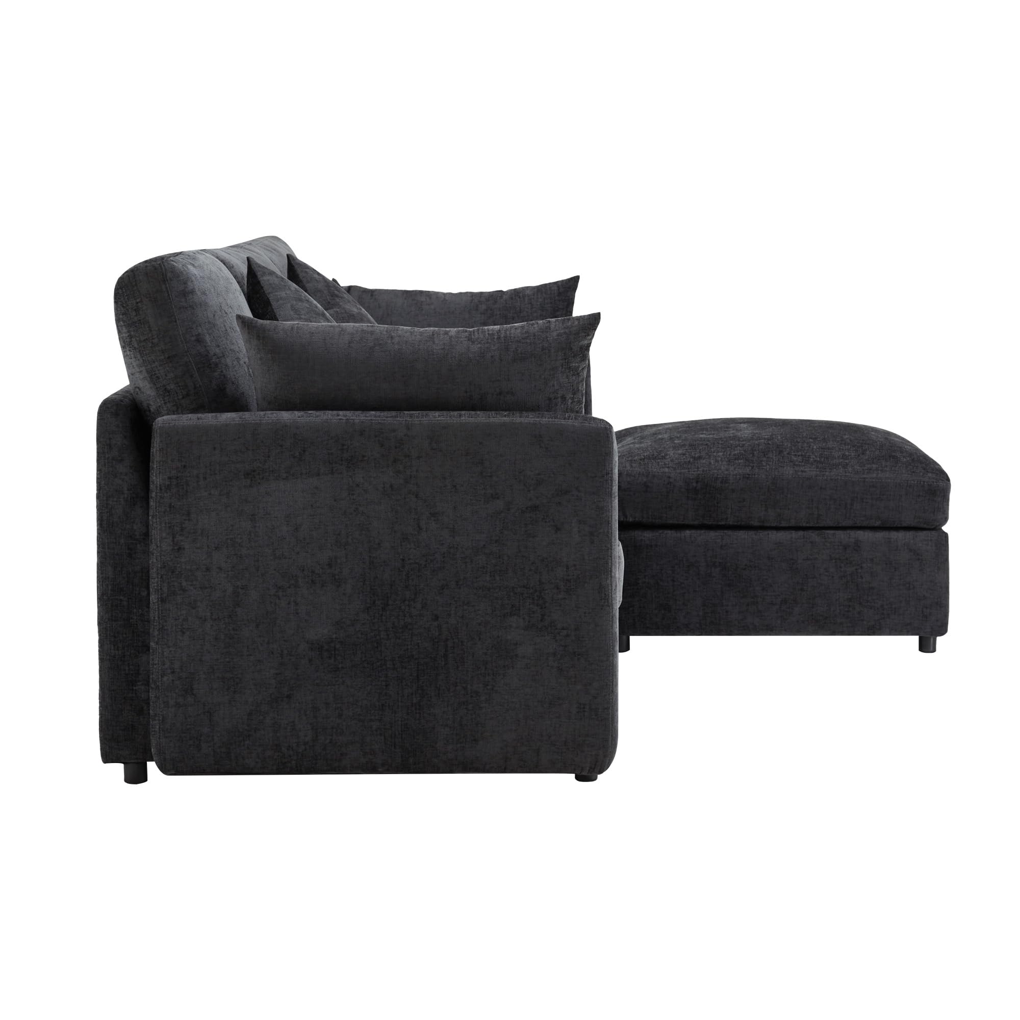 Idemon Divano in tessuto di ciniglia dal design moderno, divano a tre posti, divano ad angolo a forma di L con poggiapiedi, adatto per appartamenti (grigio)