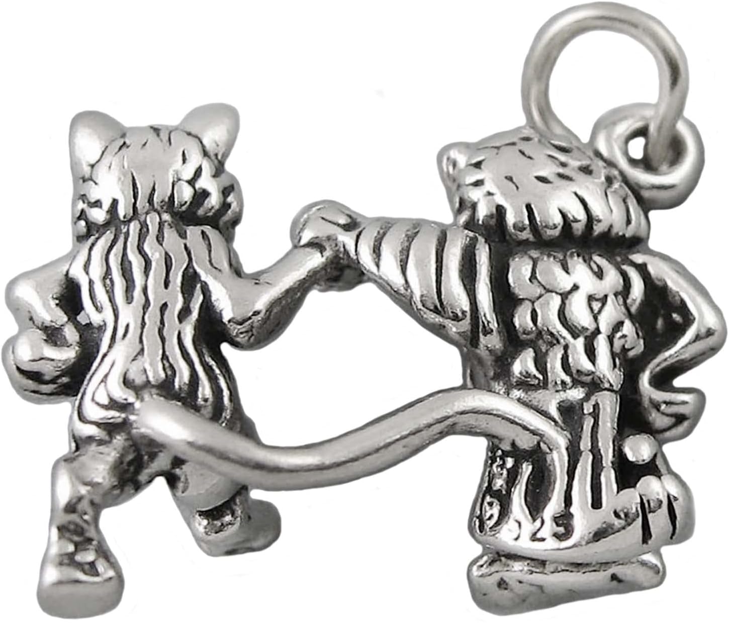 Owl and Pussycat 3D 925 Solid Sterling Silver Charm Pendant Bracelet Jewelry Making Supply