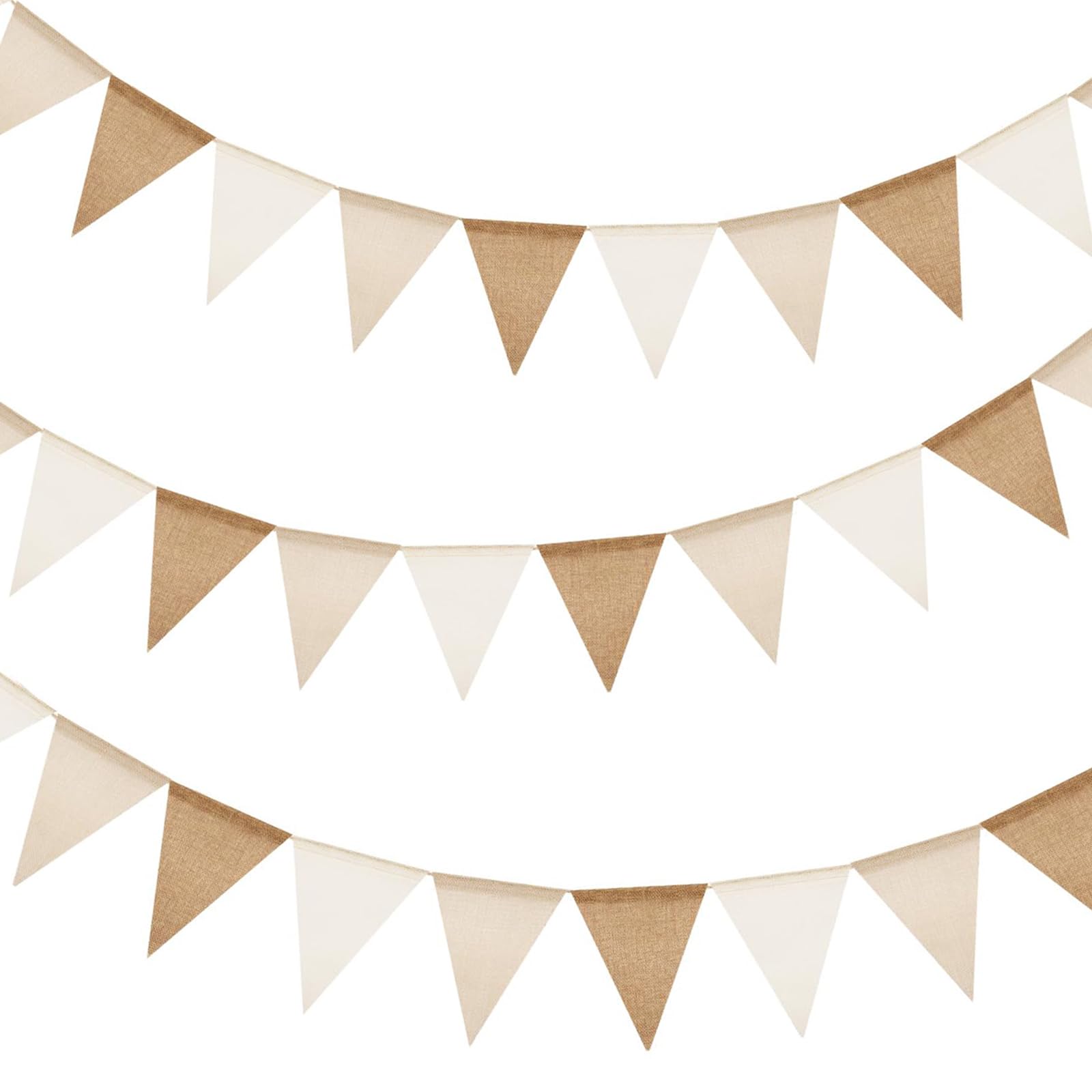 Guirlande Fanions Toile de Jute Brun et Beige