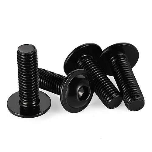 Miniatura 6 de MewuDecor M8 x 30mm Tornillos de cabeza de botón con brida de cabeza de enchufe, óxido negro, rosca completa, accionamiento Allen, acero inoxidable