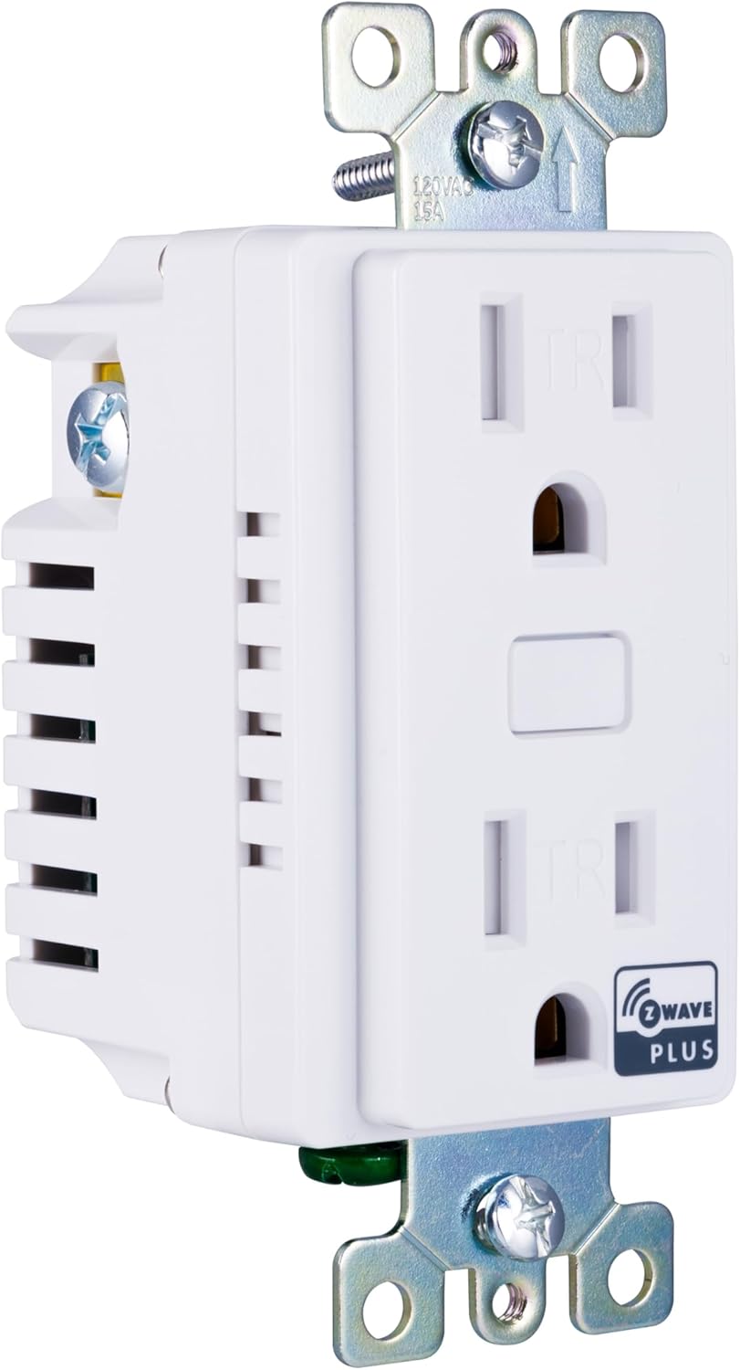 Jasco ZWave Plus inWall Smart TamperReistant Outlet, Works with