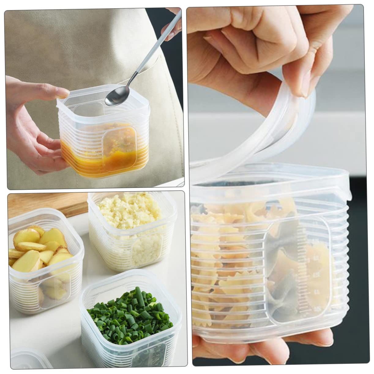 Boîte de Conservation des Aliments Carrée 7 Pièces en Plastique Blanc