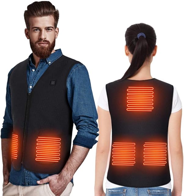 Heated Jacket, Washable Heating Electric Clothes Vest, USB Rechargeable Heated Body Warmer Gilet with 3 Temperature for Outdoor Skiing, Hiking, Hunting, Motorcycle, Camping Women Men(No Battery) (M)