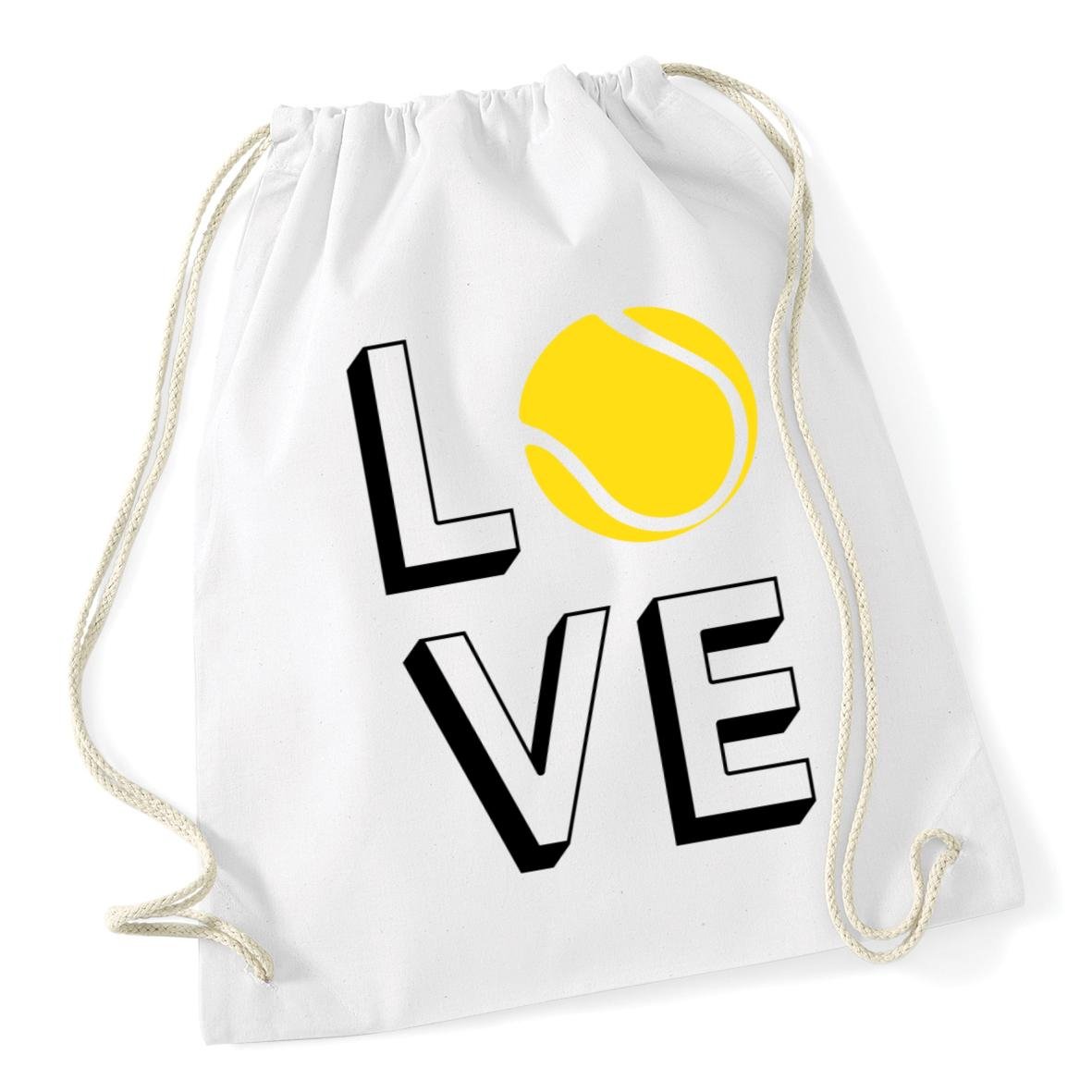 Hippowarehouse Love Tennis Drawstring Cotton School Gym Bag 37cm x 46cm, 12 litres
