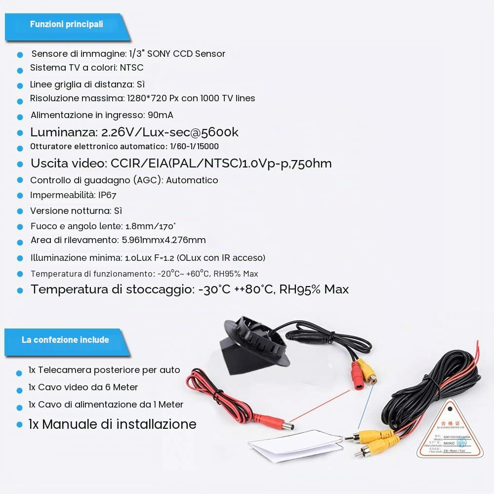 Videocamera Posteriore HD Super Notturna Impermeabile di Ricambio per BMW X1 X5 X6 X3 18i 20i 25i x28ix/BMW X5 e70 anno 2007/BMW E39 E46 E53 E82 E88 E84 E90 E91 E92 E93 E60 E61 E70 E71 E72 M3/X6 E71
