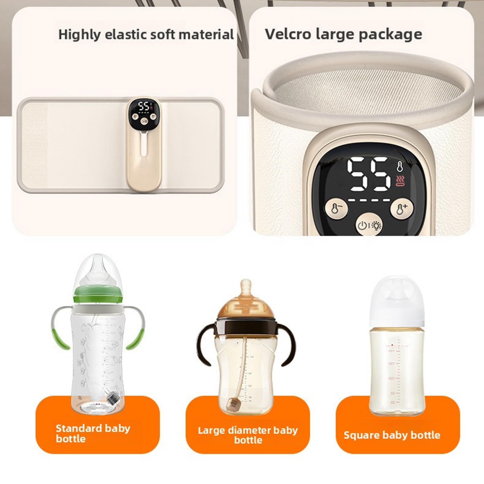 Luocute Calentador de Biberones Rápido, Calentador de Biberones Inalámbrico con Calefacción PTC, Estructura de Boca Ancha, Batería de 8000 MAh para Viajes, Hogar y Automóvil, Protección