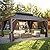 EAGLE PEAK 12x16 Hardtop Gazebo, Galvanized Steel Double Roof with Aluminum Frame, Outdoor Pavilion with Netting and Curtains for Patio, Deck, Lawn and Garden, Brown/Black