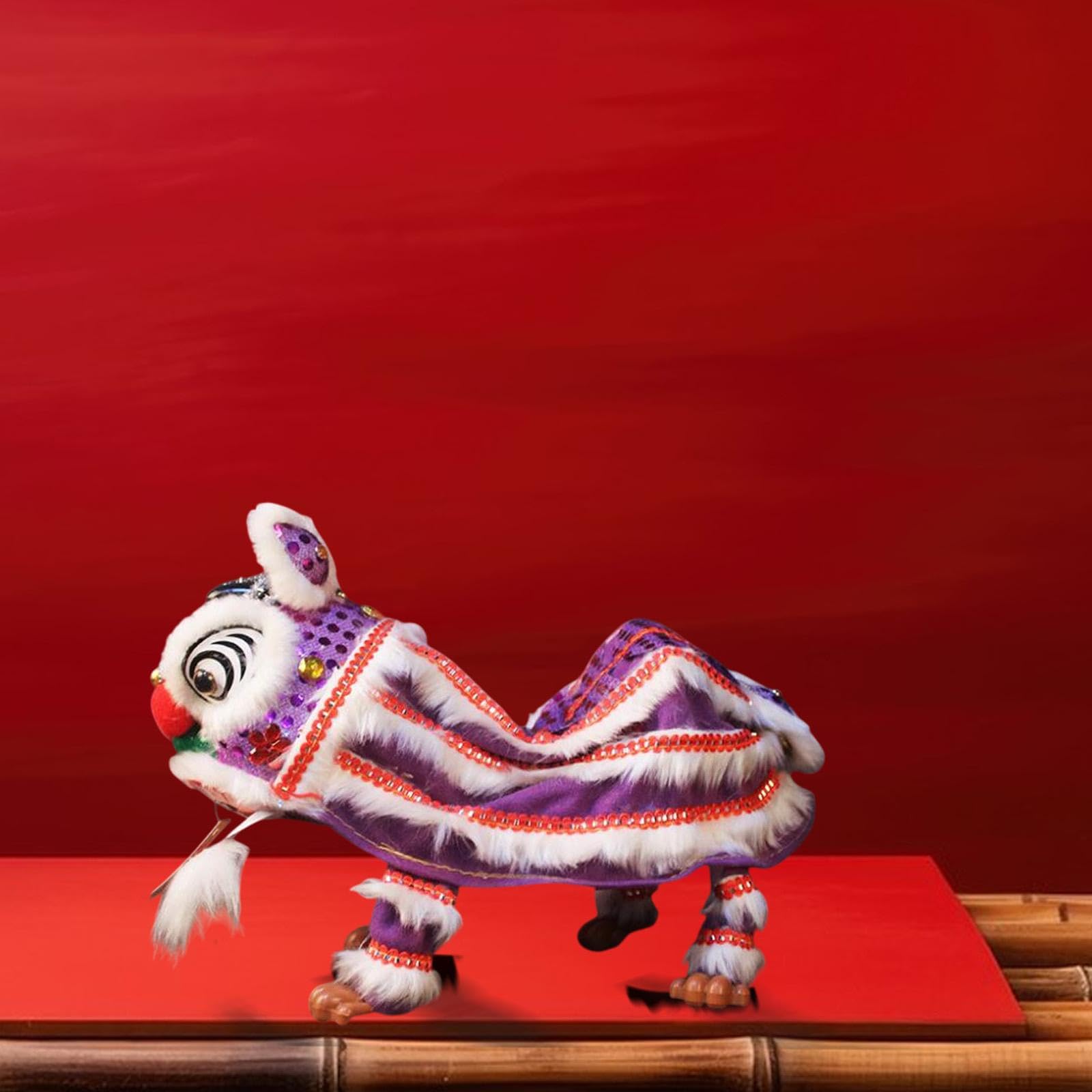 Marionette Chinesisches Festspielzeug Handgefertigter Löwentanz Bastelkunst Dekoration aus Stoff für Erwachsene Kinder Laden, Lila