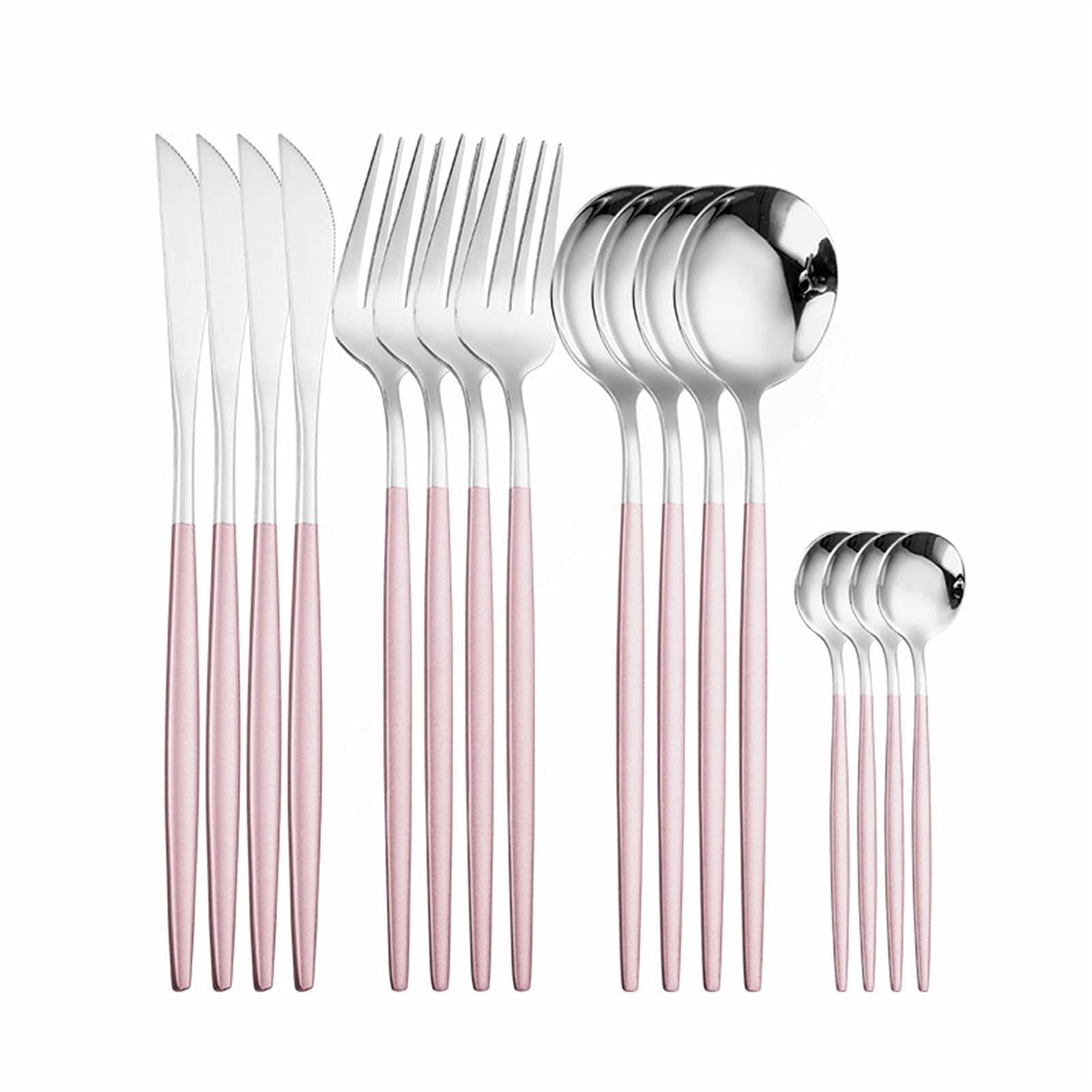 Ménagère couverts acier inoxydable rose argent pour service de table et cuisine moderne