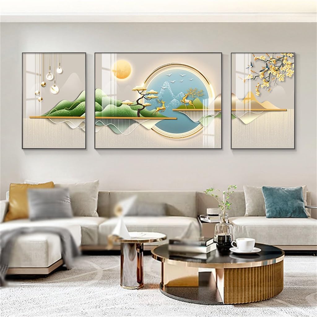 YNBJIL Decorative Paintinglight Luxury Triptych Paintingsofa Background Wall Mural(Small)
