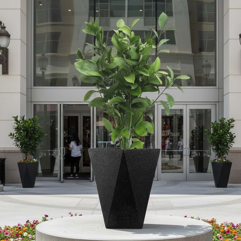 Image of Amazon Brand - Umi Diamond 18 Inch Pots for Planter & Flowers Big Size Gamla - Lightweight, Durable Outdoor & Indoor Planters, Perfect for Balcony & Terrace Gardens (Black)